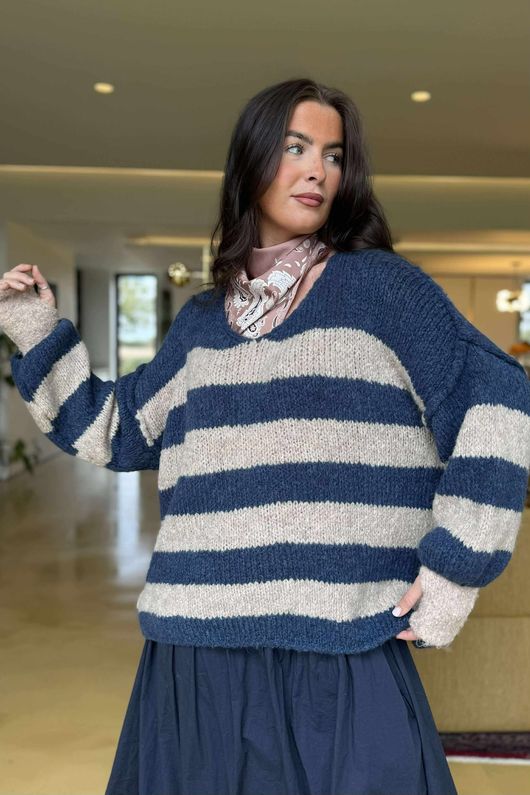 Big Softie Block Stripe Cobain Knit Denim